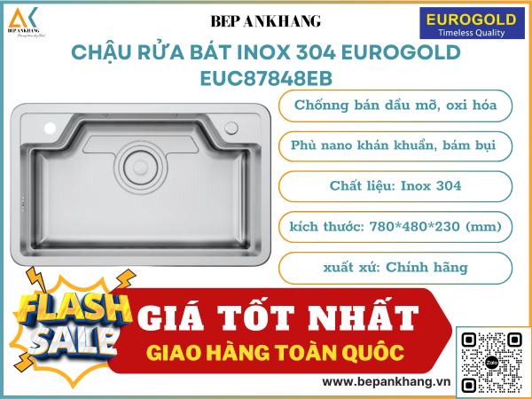 Chậu rửa bát chống xướt Eurogold EUC87848EB
